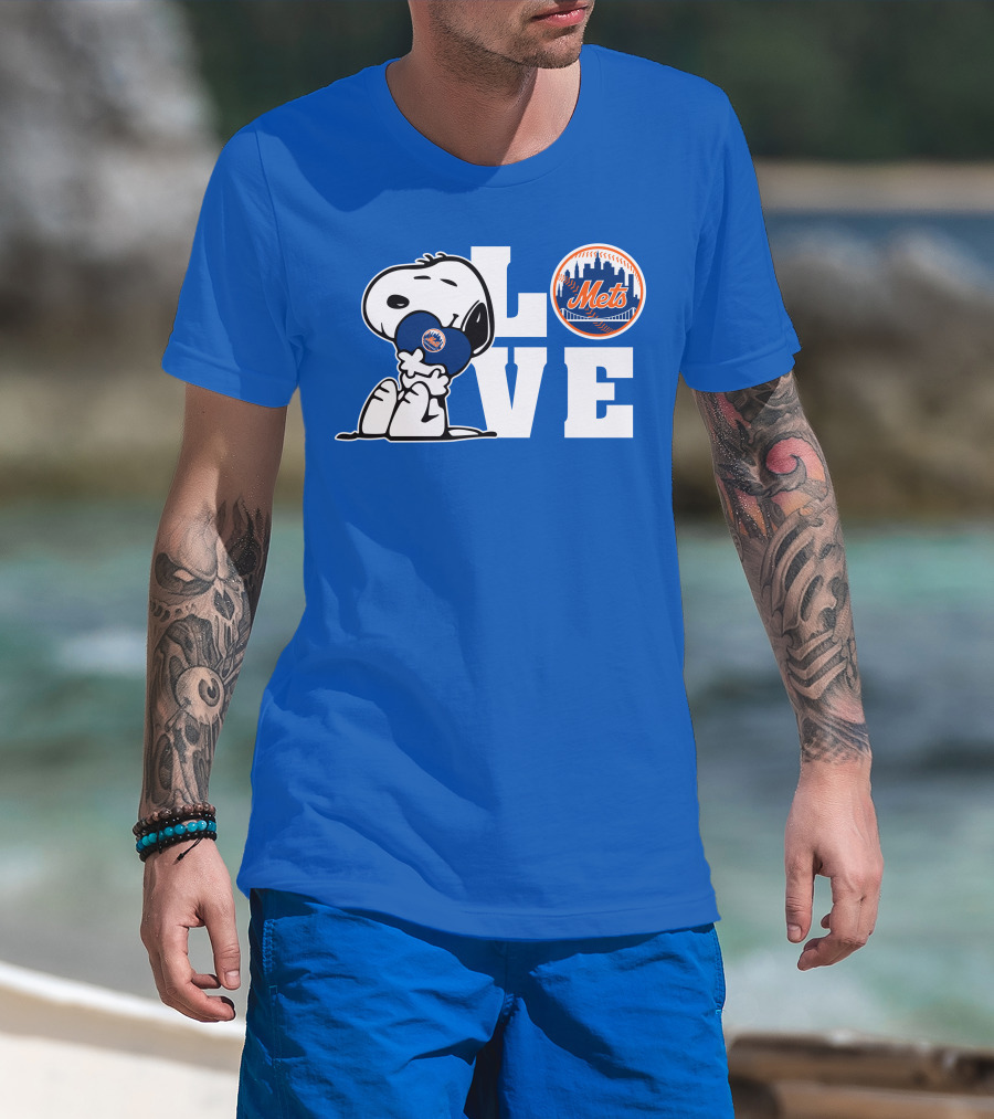 Snoopy Love Mets Baseball New York Peanuts Fan Gear T-Shirt