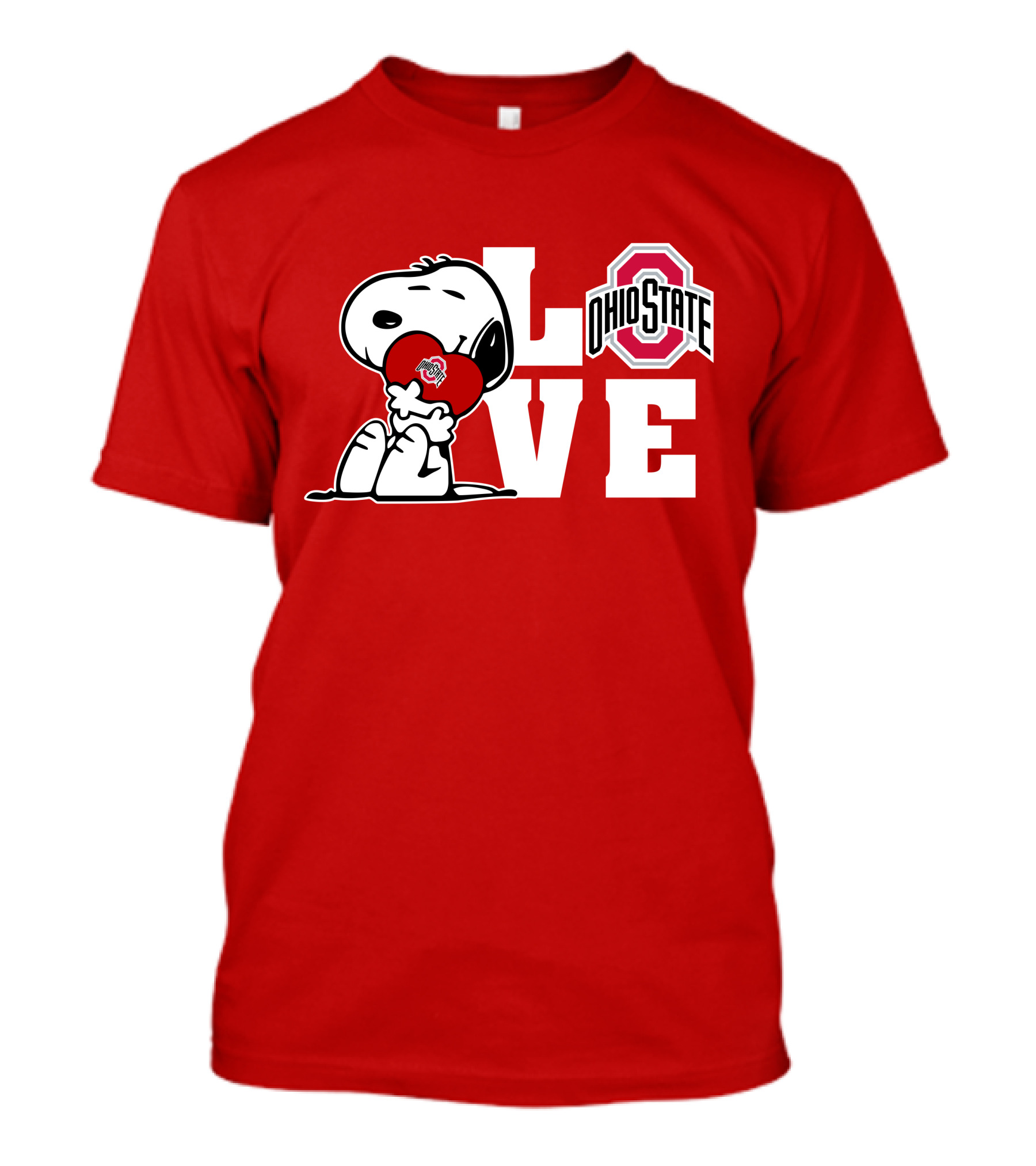 Snoopy Ohio State Buckeyes Love Peanuts Character Holding Heart With Buckeyes T-Shirt