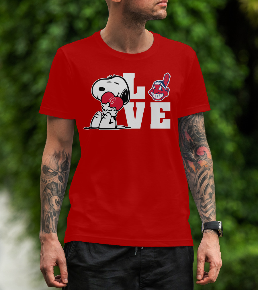 Snoopy Love Cleveland Heart Chief Wahoo T-Shirt