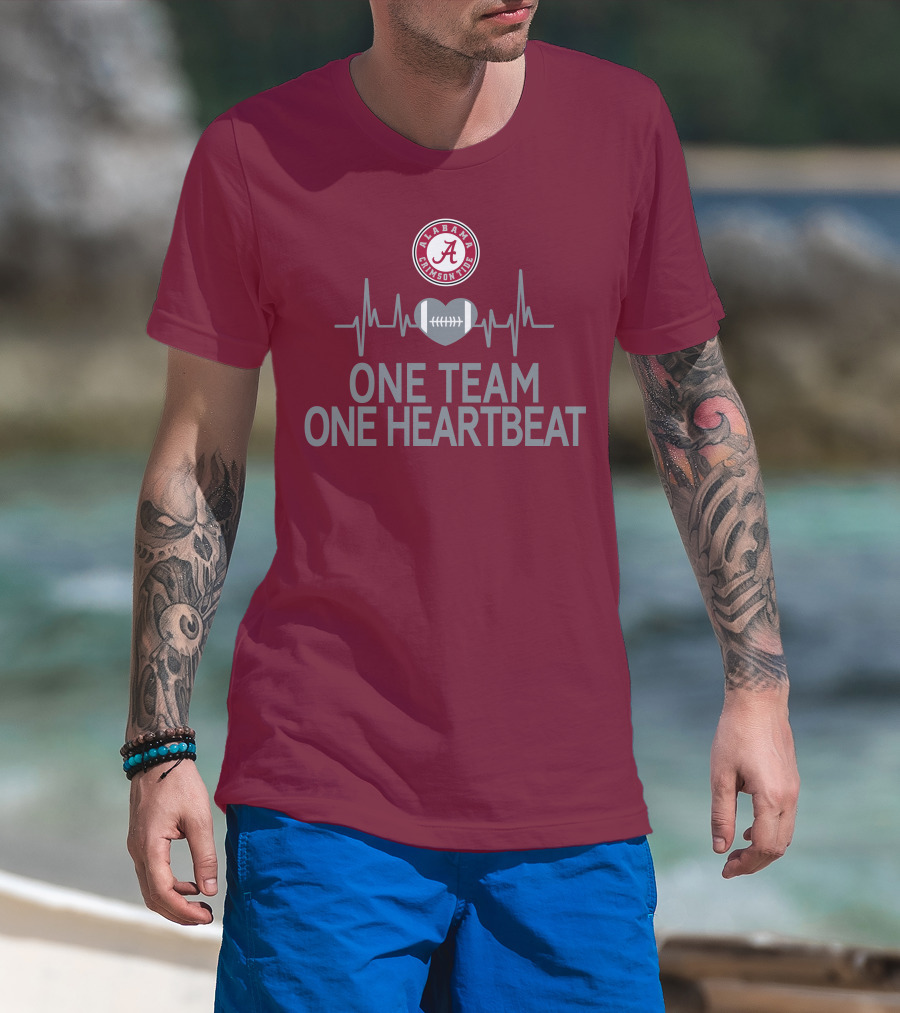 Alabama Crimson Tide One Team One Heartbeat Football Heartbeat T-Shirt