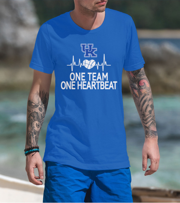 Kentucky Wildcats UK Logo One Team One Heartbeat Basketball Heartbeat T-Shirt