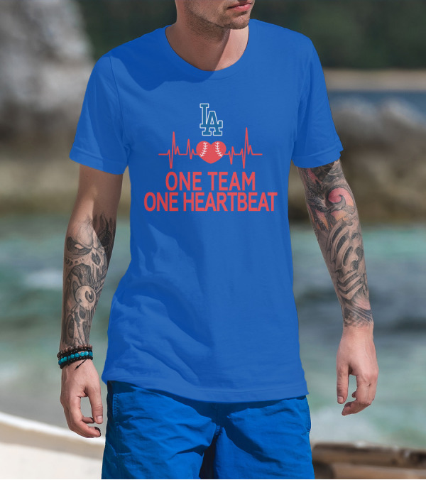 LA Dodgers One Team One Heartbeat Baseball Heartbeat T-Shirt