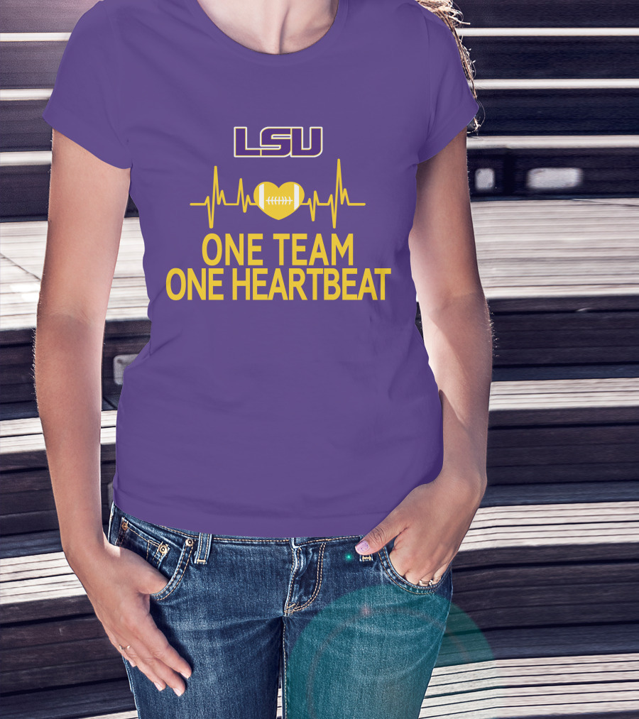 Lsu Tigers One Team One Heartbeat Football Heartbeat T-Shirt