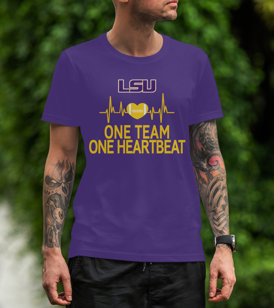 Lsu Tigers One Team One Heartbeat Football Heartbeat T-Shirt