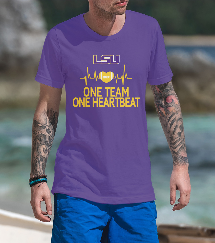 Lsu Tigers One Team One Heartbeat Football Heartbeat T-Shirt
