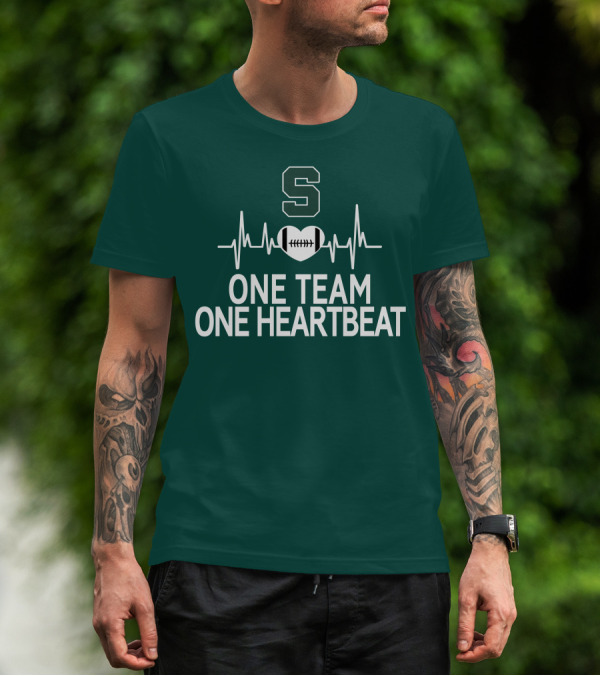 Michigan State Spartans S Logo Football Heartbeat One Team One Heartbeat T-Shirt
