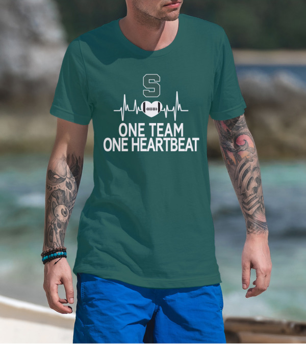Michigan State Spartans S Logo Football Heartbeat One Team One Heartbeat T-Shirt