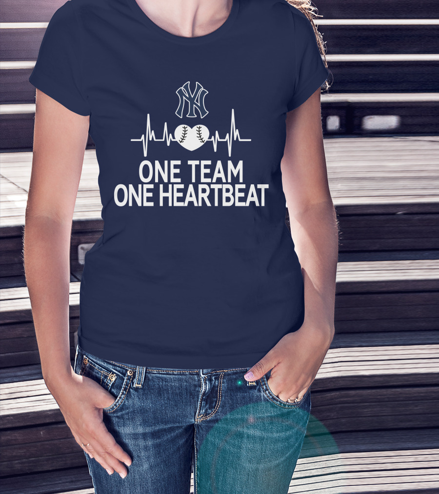 New York Yankees One Team One Heartbeat Baseball Heartbeat T-Shirt