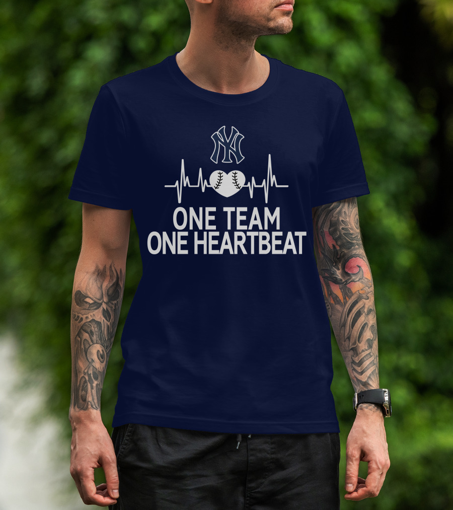 New York Yankees One Team One Heartbeat Baseball Heartbeat T-Shirt