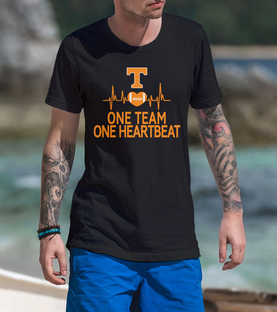 Tennessee Volunteers T Logo Heartbeat Football One Team One Heartbeat T-Shirt