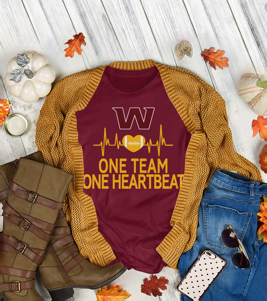 Washington Football Team W One Team One Heartbeat Football Heartbeat T-Shirt