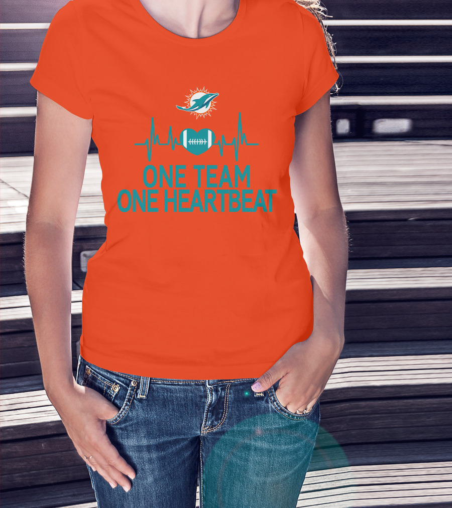 Miami Dolphins Heartbeat Football Team Unity T-Shirt