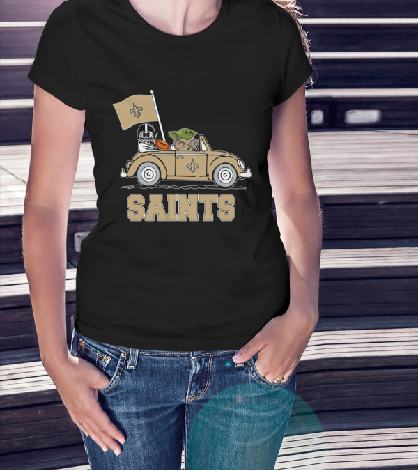 New Orleans Saints Darth Vader Baby Yoda Car Star Wars Driving T-Shirt