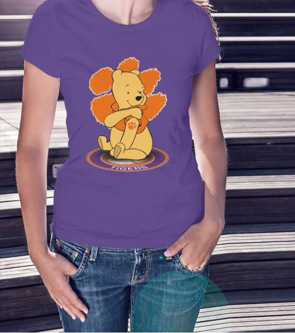 Clemson Tigers Winnie The Pooh Paw Prints T-Shirt