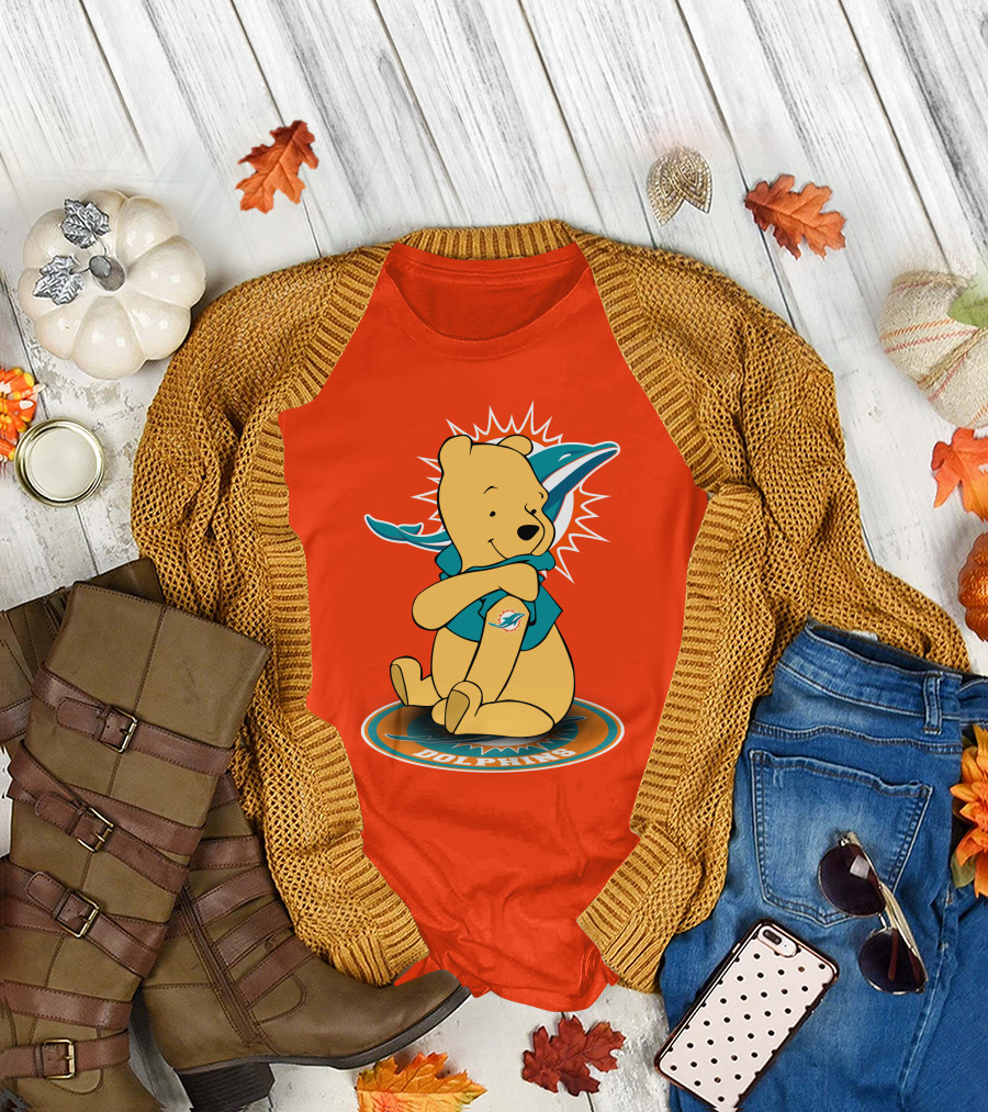 Miami Dolphins Winnie the Pooh NFL Football Crossover T-Shirt
