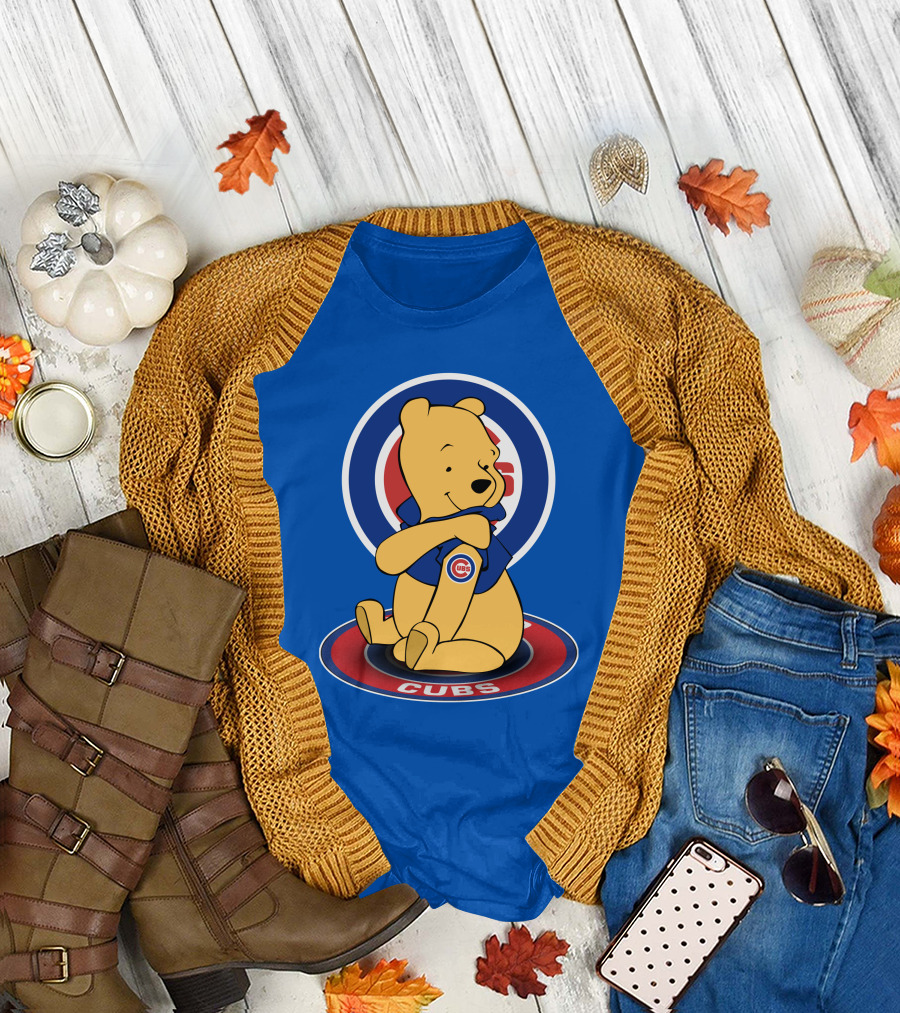 Chicago Cubs Pooh Bear Crossover Logo T-Shirt