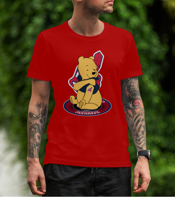 Winnie The Pooh Cleveland Indians Baseball Team Crossover T-Shirt