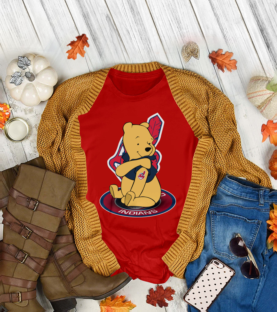 Winnie the Pooh Cleveland Indians Baseball Team Crossover T-Shirt