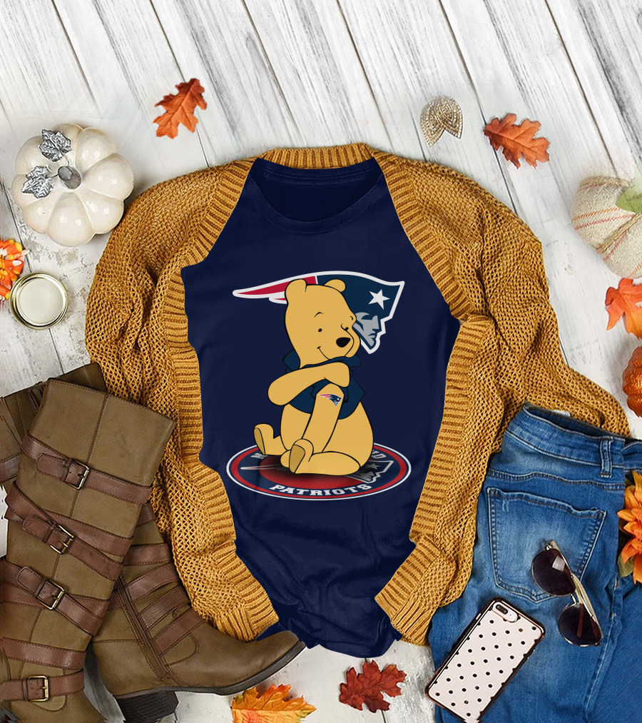 New England Patriots Winnie the Pooh Logo with Patriots Emblem T-Shirt