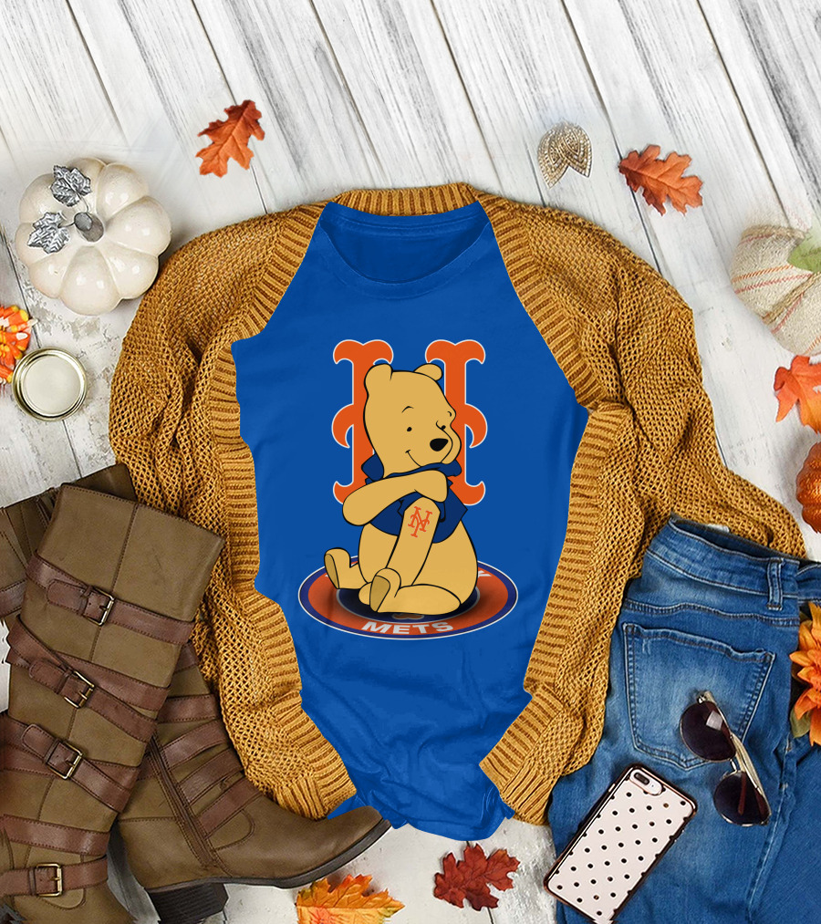 New York Mets Winnie the Pooh MLB Character Crossover T-Shirt