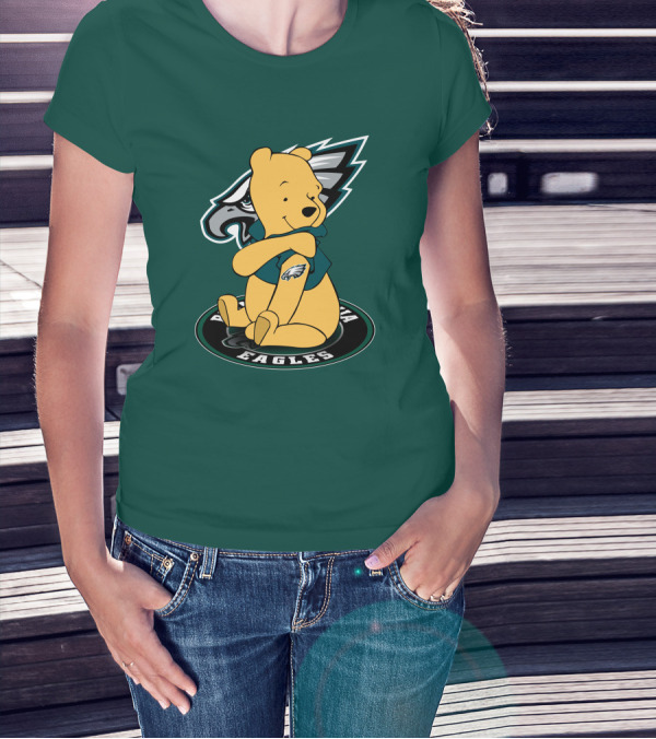 Philadelphia Eagles Winnie The Pooh Sitting In Front Of Team T-Shirt
