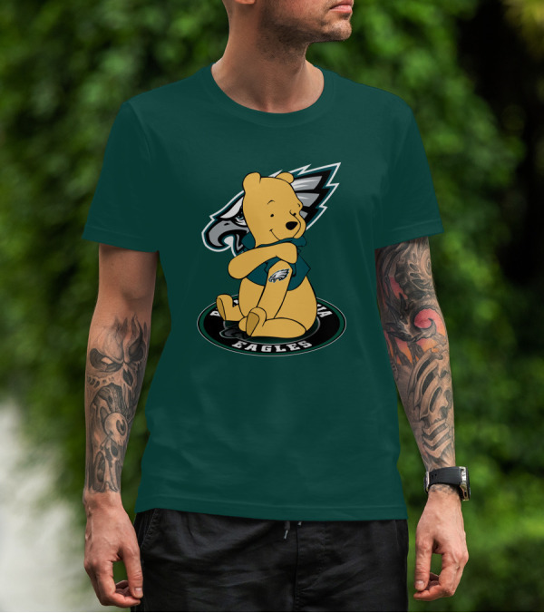 Philadelphia Eagles Winnie The Pooh Sitting In Front Of Team T-Shirt