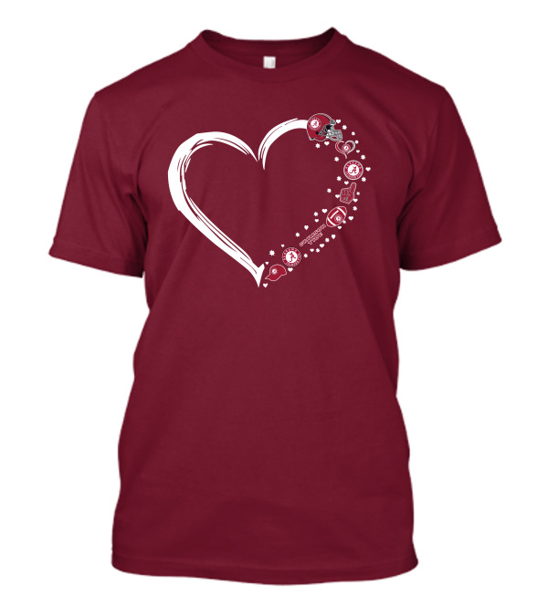 Alabama Crimson Tide Heart Design #1 Fan T-Shirt