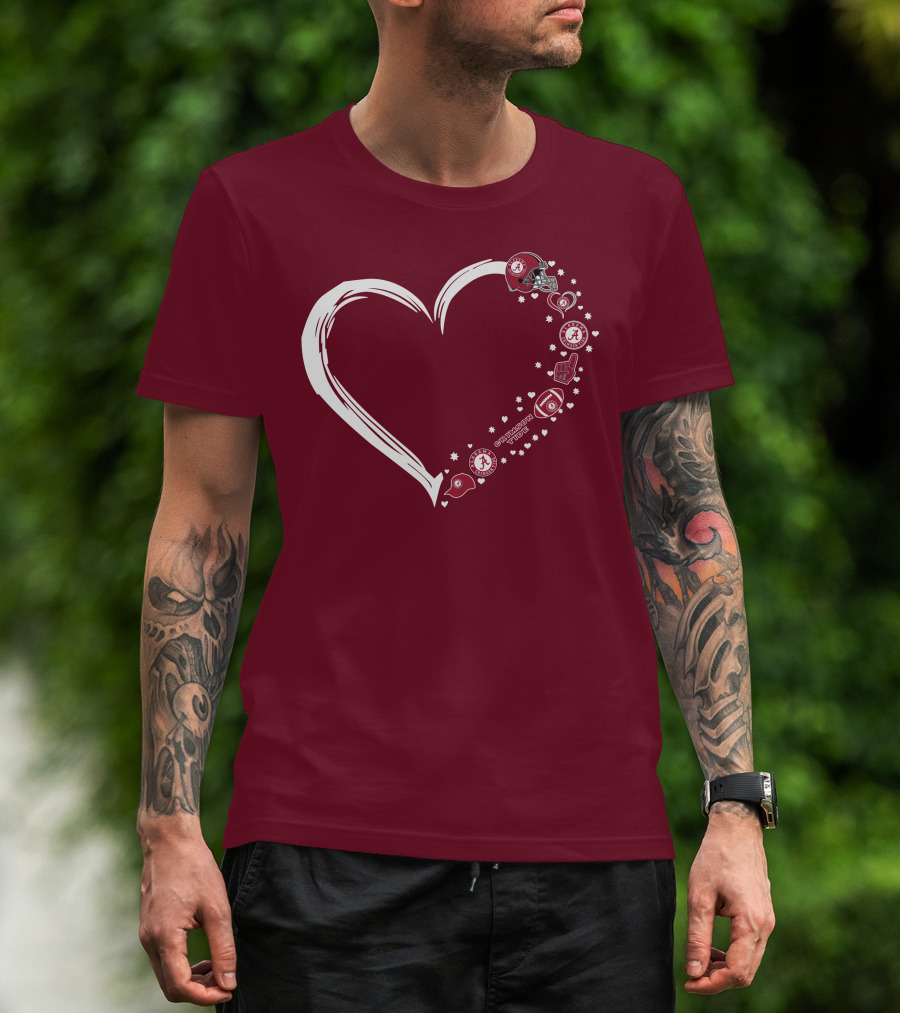 Alabama Crimson Tide Heart Design #1 Fan T-Shirt