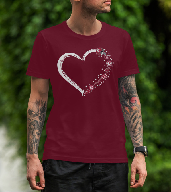 Alabama Crimson Tide Heart Design #1 Fan T-Shirt