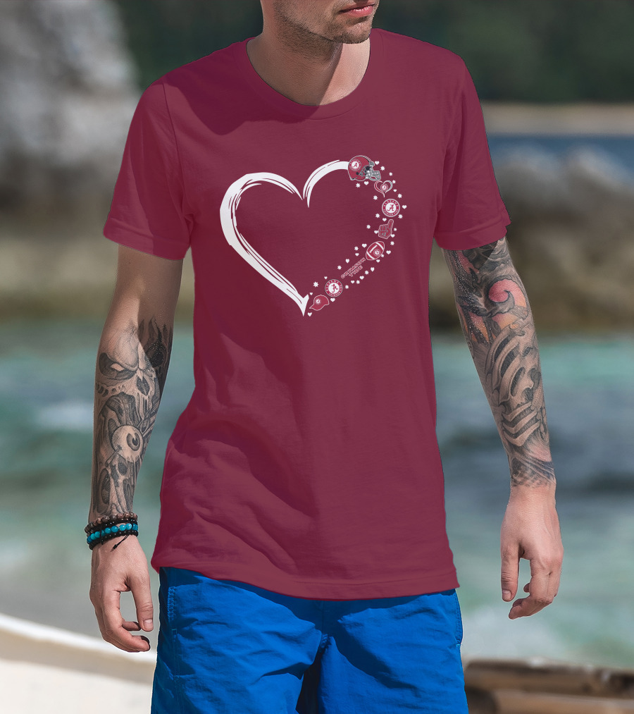 Alabama Crimson Tide Heart Design #1 Fan T-Shirt