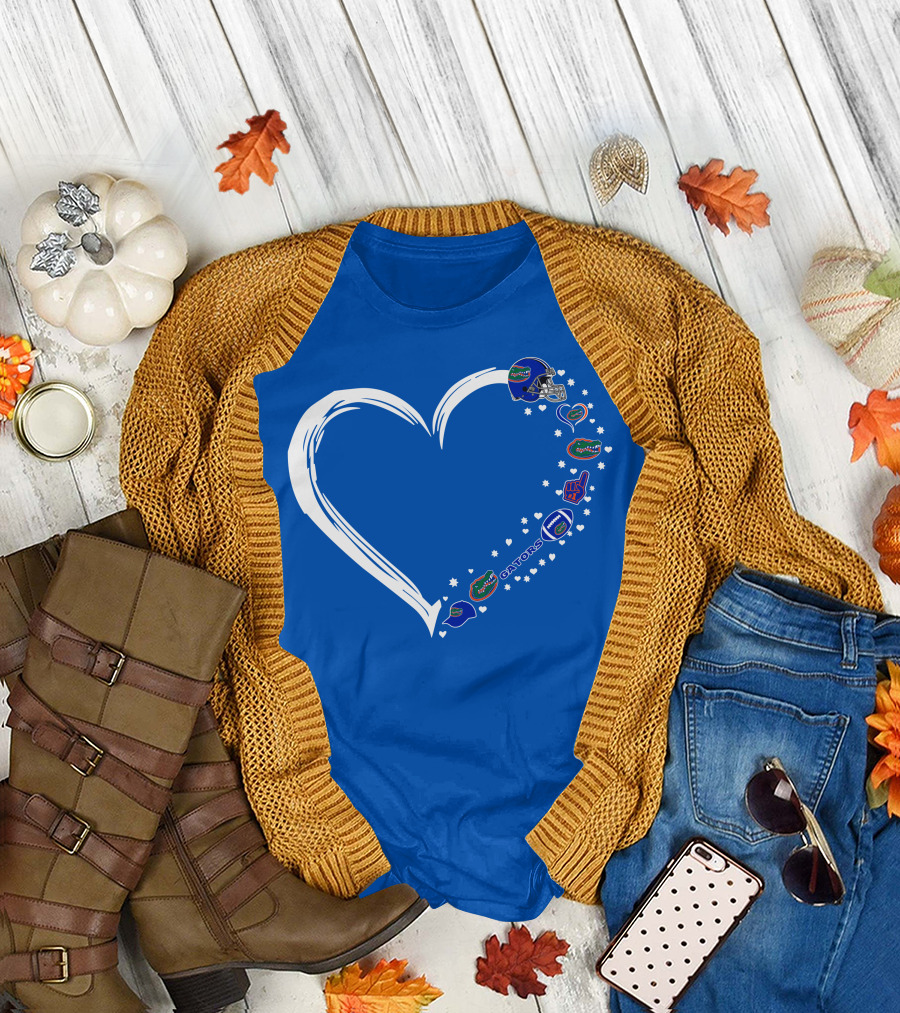 Florida Gators Love Heart Helmet Fan Symbols T-Shirt