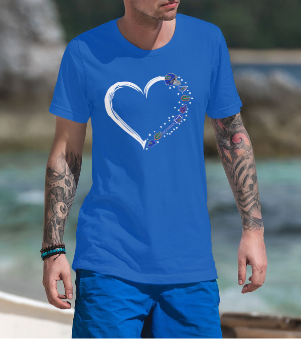 Florida Gators Love Heart Helmet Fan Symbols T-Shirt