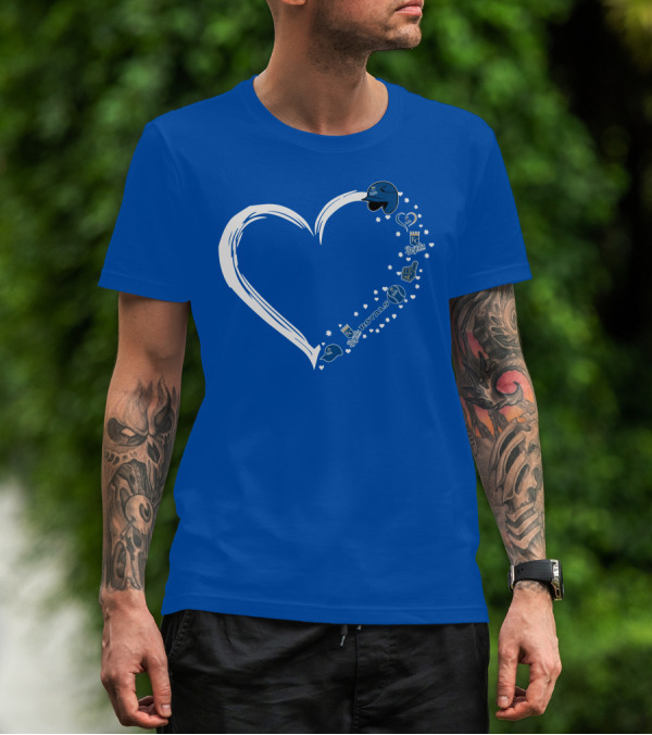 Kansas City Royals Heart Logo Fan Stars And Helmets T-Shirt
