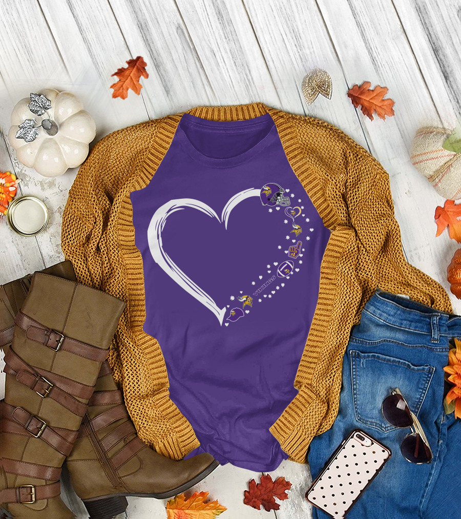 Minnesota Vikings Heart Shaped #1 Fan Helmet and Stars T-Shirt