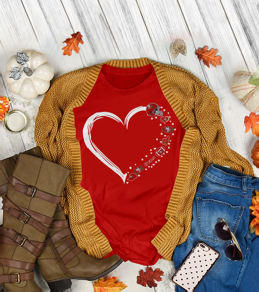 San Francisco 49ers Heart Design with Helmet T-Shirt
