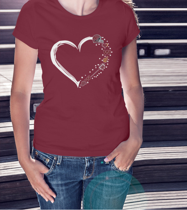 Washington Football Team Heart Helmet Fan W Love #1 T-Shirt