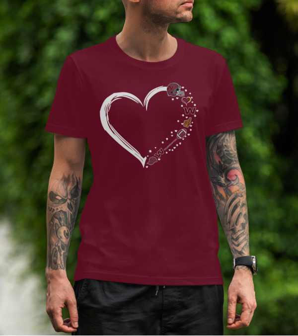 Washington Football Team Heart Helmet Fan W Love #1 T-Shirt