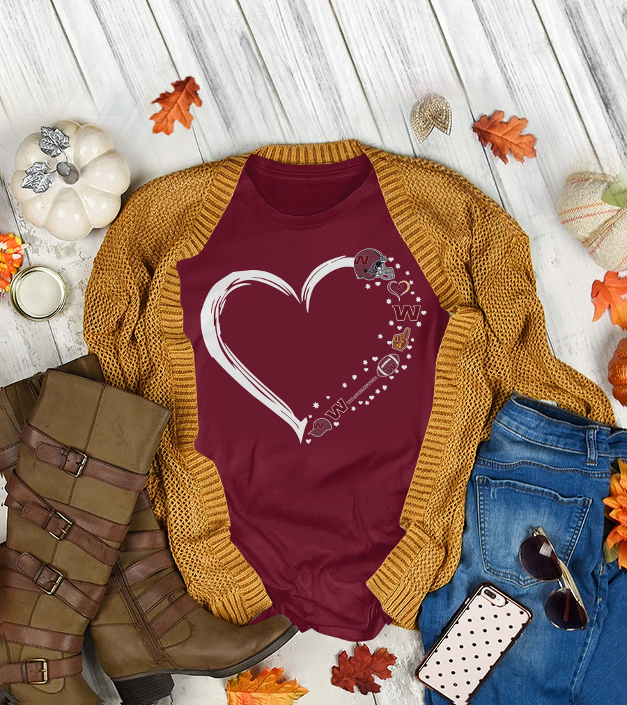 Washington Football Team Heart Helmet Fan W Love #1 T-Shirt