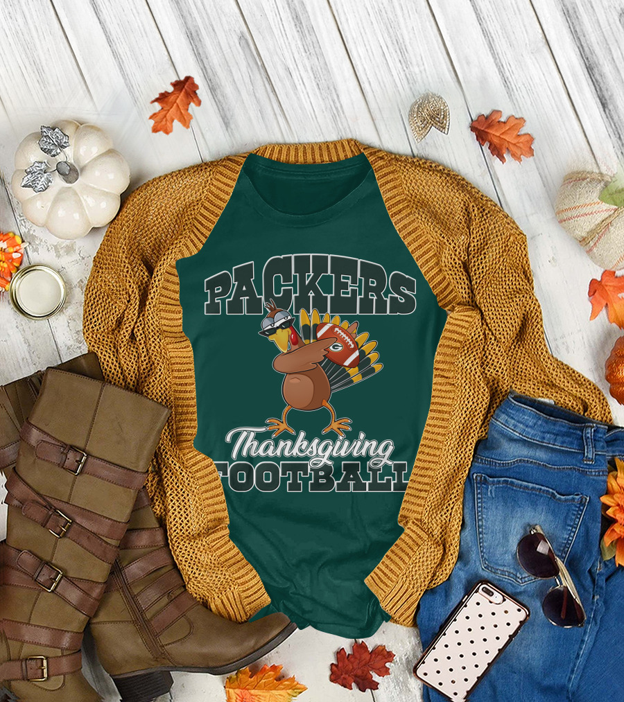 Packers Thanksgiving Football Turkey with Sunglasses T-Shirt
