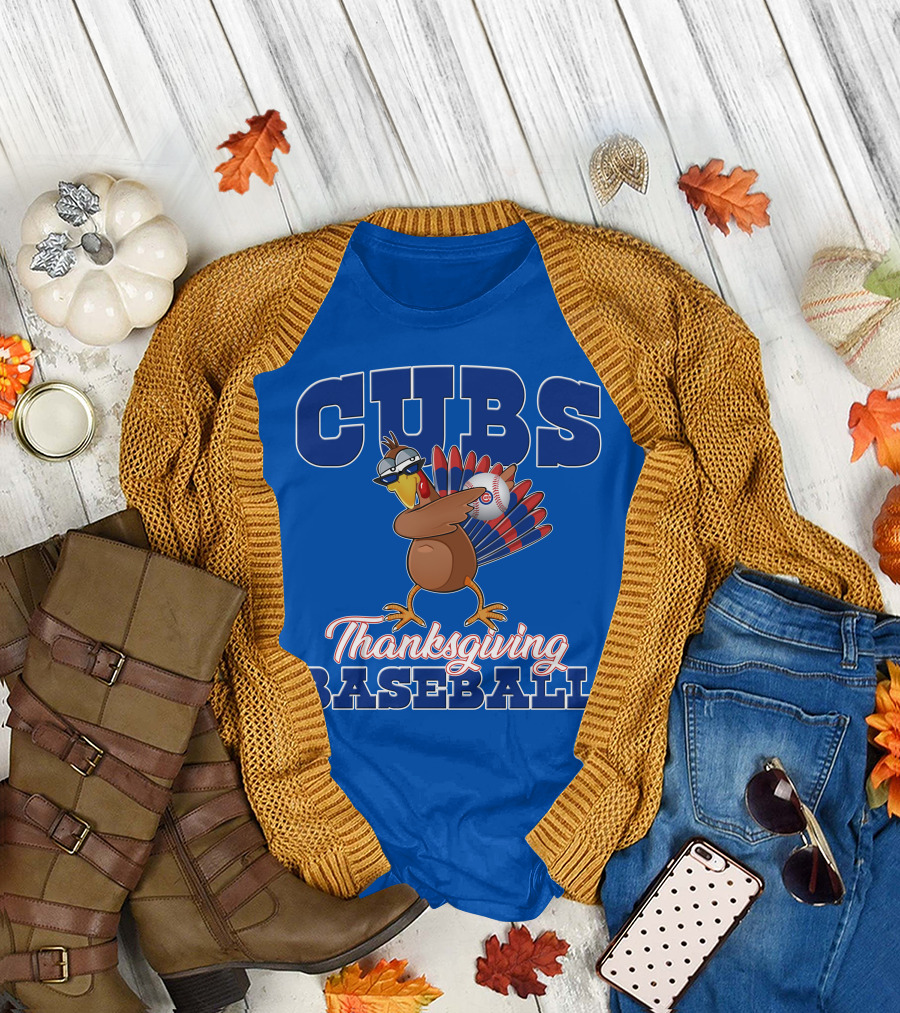 Cubs Thanksgiving Baseball Turkey T-Shirt