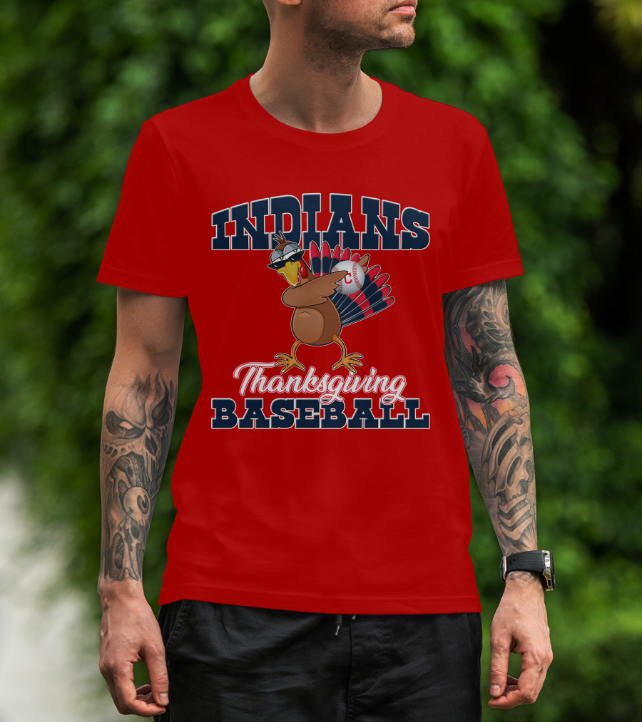 Indians Thanksgiving Baseball Turkey T-Shirt