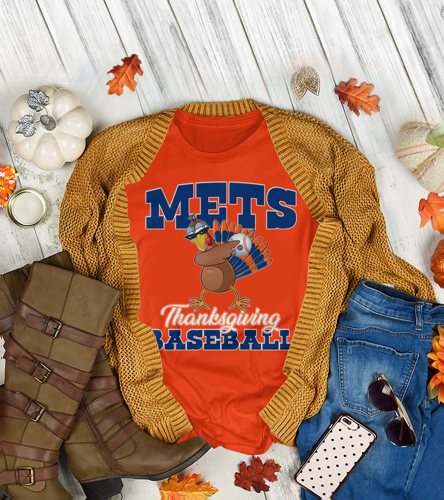 Mets Thanksgiving Baseball Turkey T-Shirt