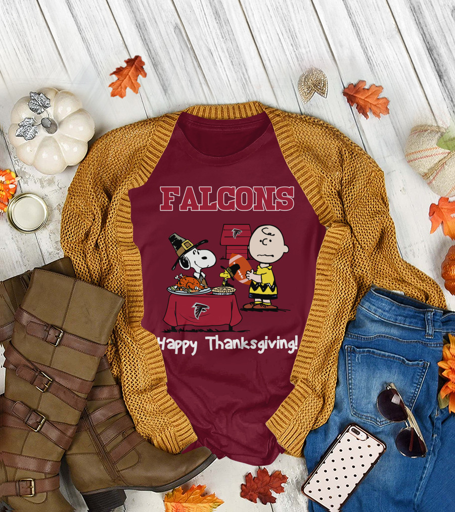 Falcons Snoopy Charlie Brown Thanksgiving Football Peanuts T-Shirt
