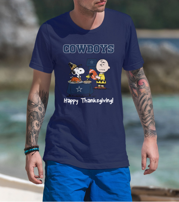 Dallas Cowboys Snoopy Charlie Brown Happy Thanksgiving T-Shirt