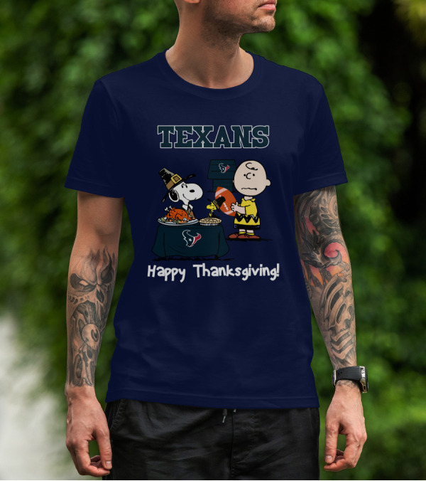 Texans Snoopy Charlie Brown Thanksgiving Football T-Shirt