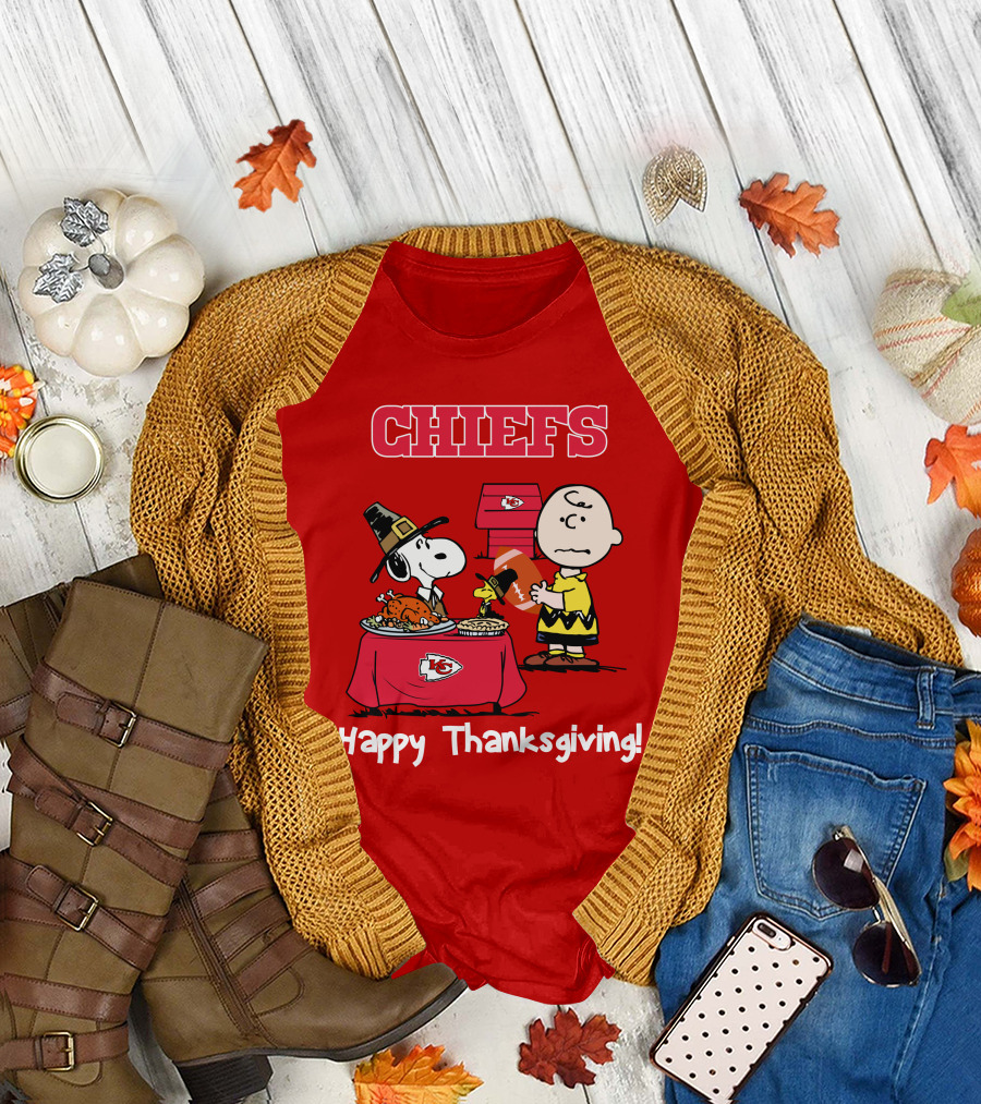 Chiefs Snoopy Charlie Brown Thanksgiving Kansas City Football T-Shirt