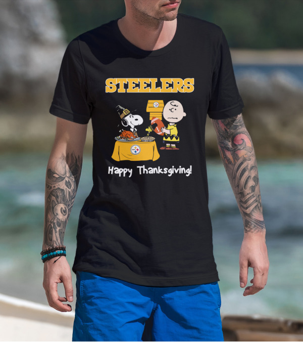 Steelers Snoopy Charlie Brown Happy Thanksgiving T-Shirt