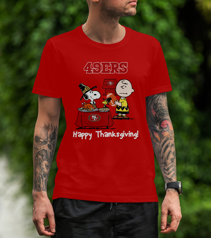 49ers Snoopy And Charlie Brown Thanksgiving T-Shirt