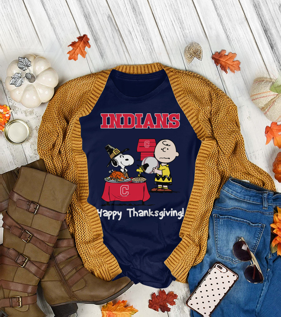 Indians Snoopy Happy Thanksgiving Charlie Brown Peanuts T-Shirt