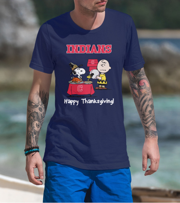 Indians Snoopy Happy Thanksgiving Charlie Brown Peanuts T-Shirt